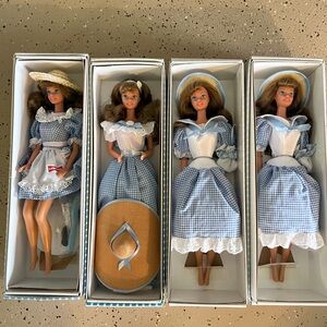 Barbie Little Debbie Vintage-style Blue Gingham Doll Lot with Hats